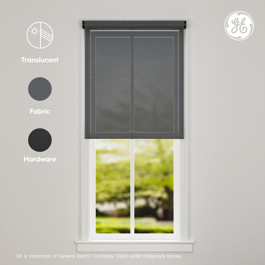 GE Smart Shade Motorized Roller, Translucent Grey, Custom Sized