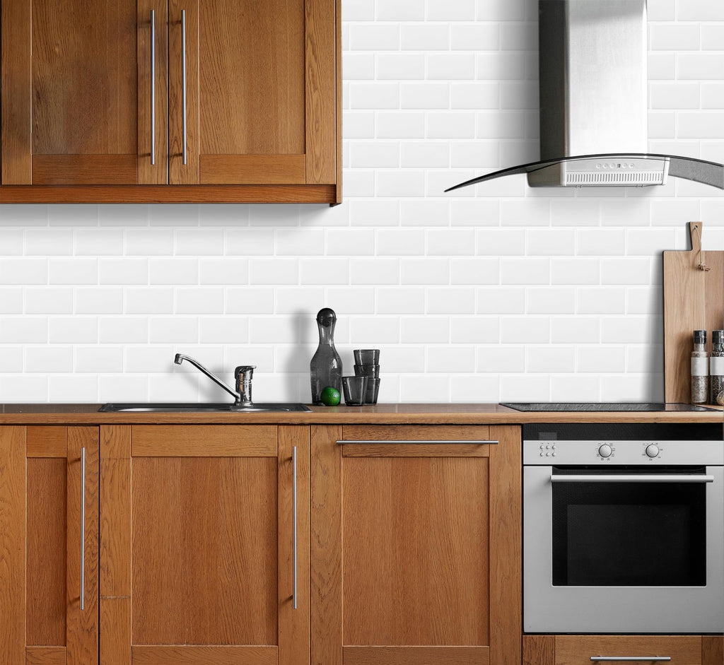White Peel and Stick Backsplash Subway Tile Wall 10-Sheet