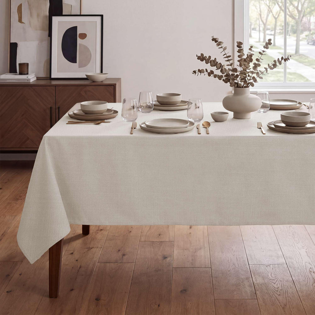 Linen Textured Table Cloths 54 x 70 Inch Premium Solid Tablecloth Spill-Proof Waterproof Table Cover for Dining