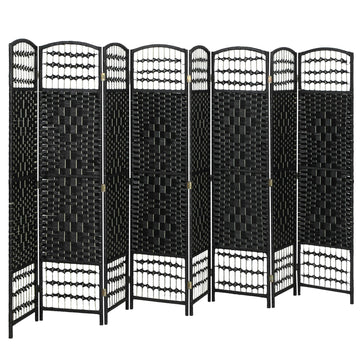 8 Panel Room Divider, Folding Privacy Screen, 5.6', Black