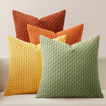 Fall Burnt Orange Decorative Throw Pillow Covers 18x18 Set of 4