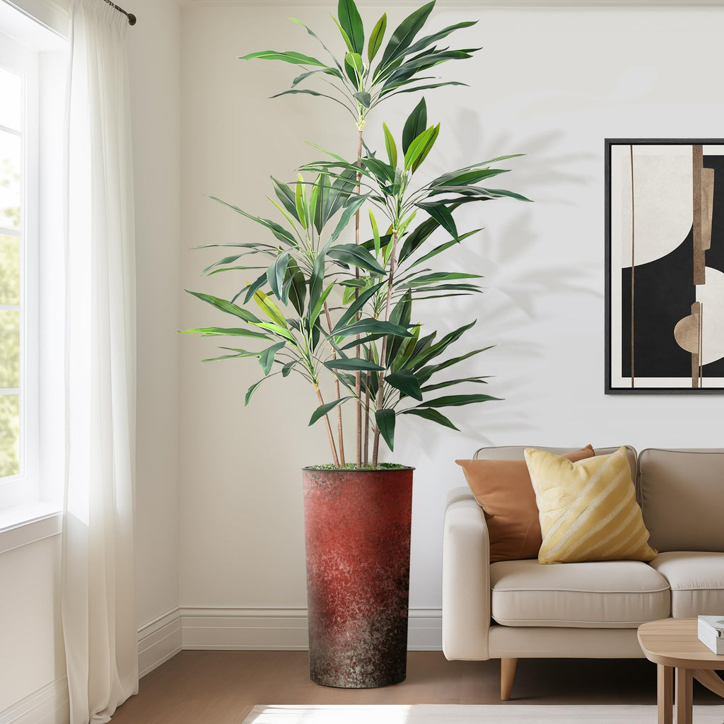 Artificial Tree in Modern Planter, Fake Dracaena Tree Silk Tree for Indoor and Outdoor Home Decoration - 66" Overall