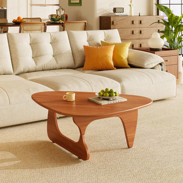 Coffee Tables Wood Small Farmhouse Coffee Table Mid-Century Modern Wood Center Table, Walnut, 35 Inch