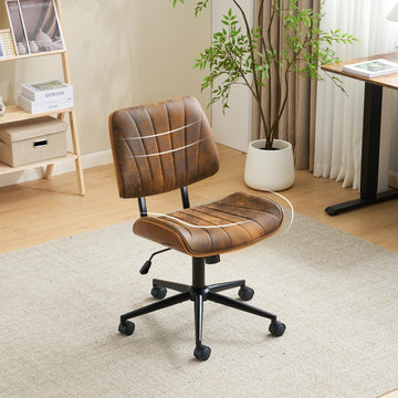 Wide Curved Seat&Back Armless Home Office Chair, Ergoromic Adjustable-Height Desk Chair, Swivel&Tilting