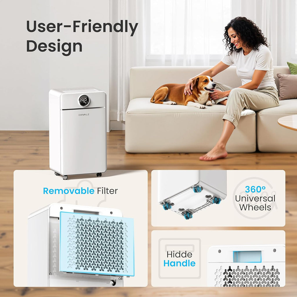 1800 Sq.Ft Dehumidifier for Basement, Quiet Dehumidifier for Home, Bedroom, Bathroom, Humidity Display