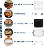 Digital 11-In-1 Air Fryer Toaster Oven Combo 26 Qt Convection Rotisserie Dehydrator Bake Broil 1800 Watts