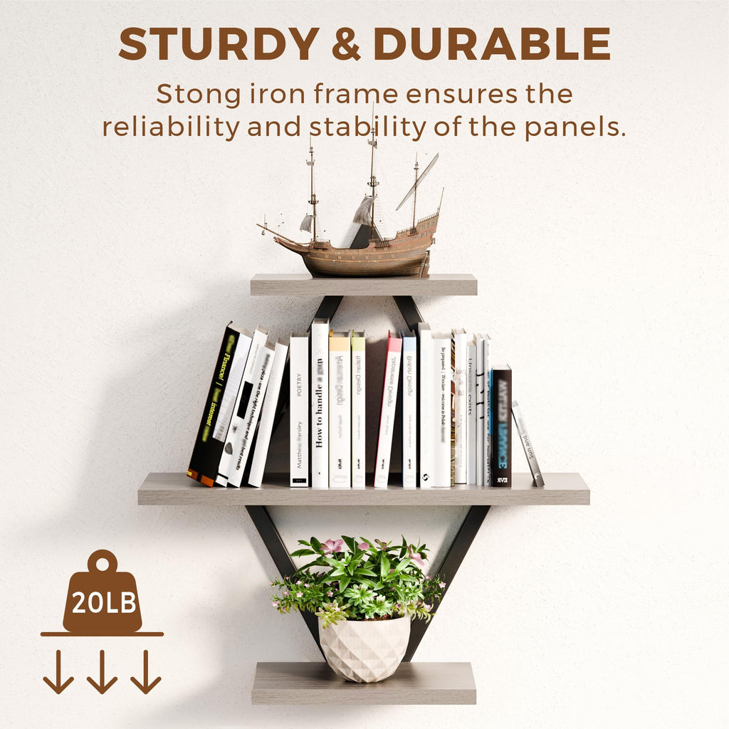 Floating Wall Shelves, Set of 2, Gray