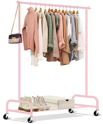 Heavy Duty Clothing Racks for Hanging Clothes Rack, 43" Wide Rolling Garment Rack Metal Clothing Hanger Rack with