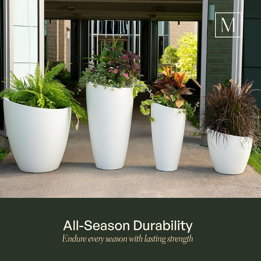 Modesto 42in Tall Round Modern Planter, Black | All season, Indoor/Outdoor, Double-wall design, Fade resistant