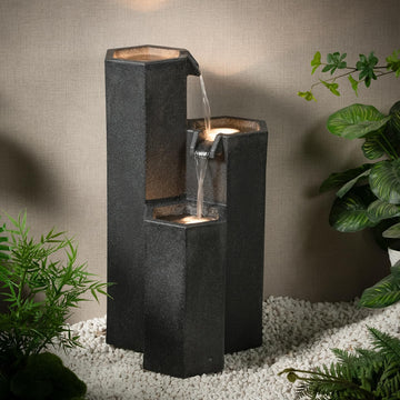 27.95“” H 3-Tiers Cascading Outdoor Water Fountain Made with Eco-Friendly Recyclable Materials, Polyethylene
