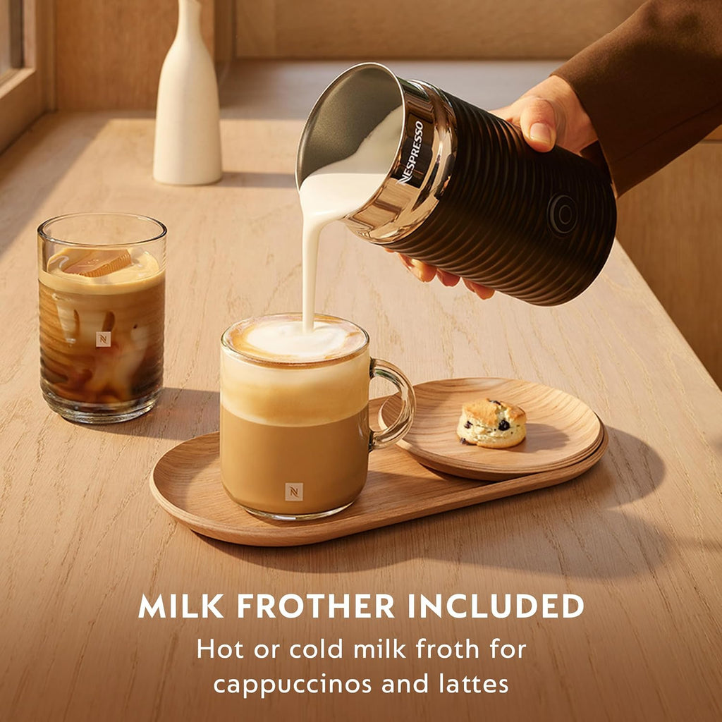 Vertuo Pop+ Coffee Machine with Milk Frother, Coconut White | White coffee and espresso maker by with compact design.