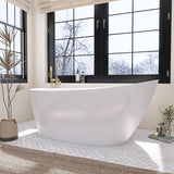 59" Free Standing Tub, Pure Acrylic Freestanding Bathtub, Stylish Stand Alone Contemporary Deep Soaking Bath Tub