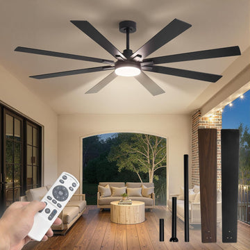 72 Inch Ceiling Fans with Lights and Remote, Dual-Sided Reversible Blades for Versatile Décor, Quiet DC Motor