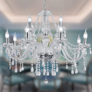 Crystal Candle Chandeliers Lighting Modern 15 Lights PendantCeiling Fixture Lamp for Dining Living Room Bedroom Hallway Entry Elegant Decoration (15 bulbs)