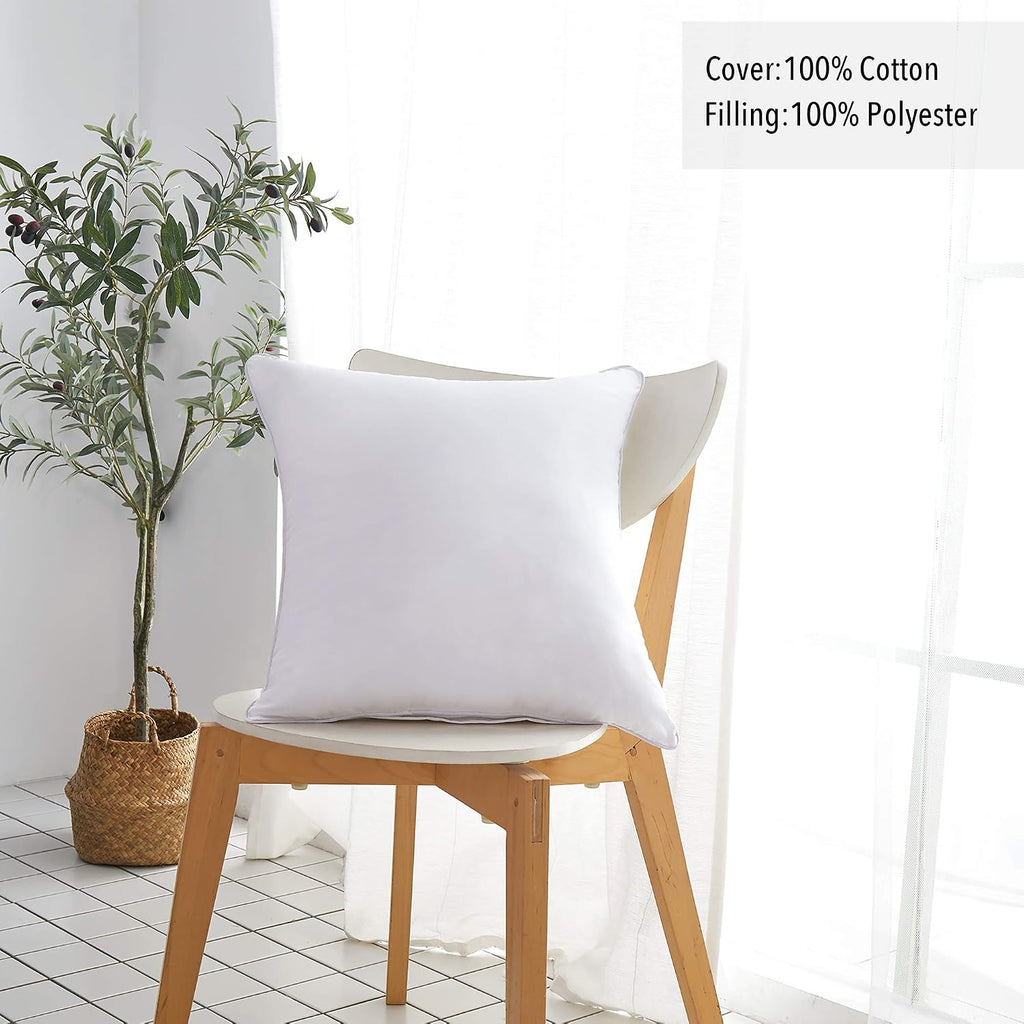 18"x18" Pillow Inserts () - 100% Cotton Cover, Square Throw Pillow Inserts for Couch, Sofa, Bed - Decorative - Set of 4