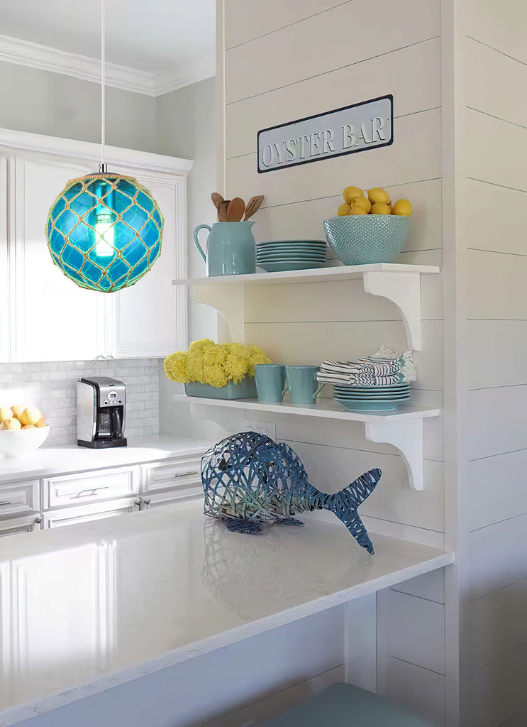 Blue Pendant Light Coastal Pendant Light Nautical Pendant Lighting Beach House Lighting Fixtures Ocean Lighting