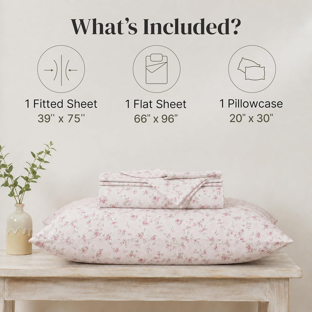 Printed 4-Piece Extra Soft Bedding Sheets & Pillowcase Set, Deep Pocket up to 16 inch Mattress Kashmir Rose Cal King