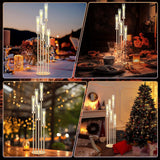 4 Sets Acrylic Candelabra Centerpieces 42.5" Tall Clear Candle Holders Pillar Taper Candlestick with Lampshades 5 Arm