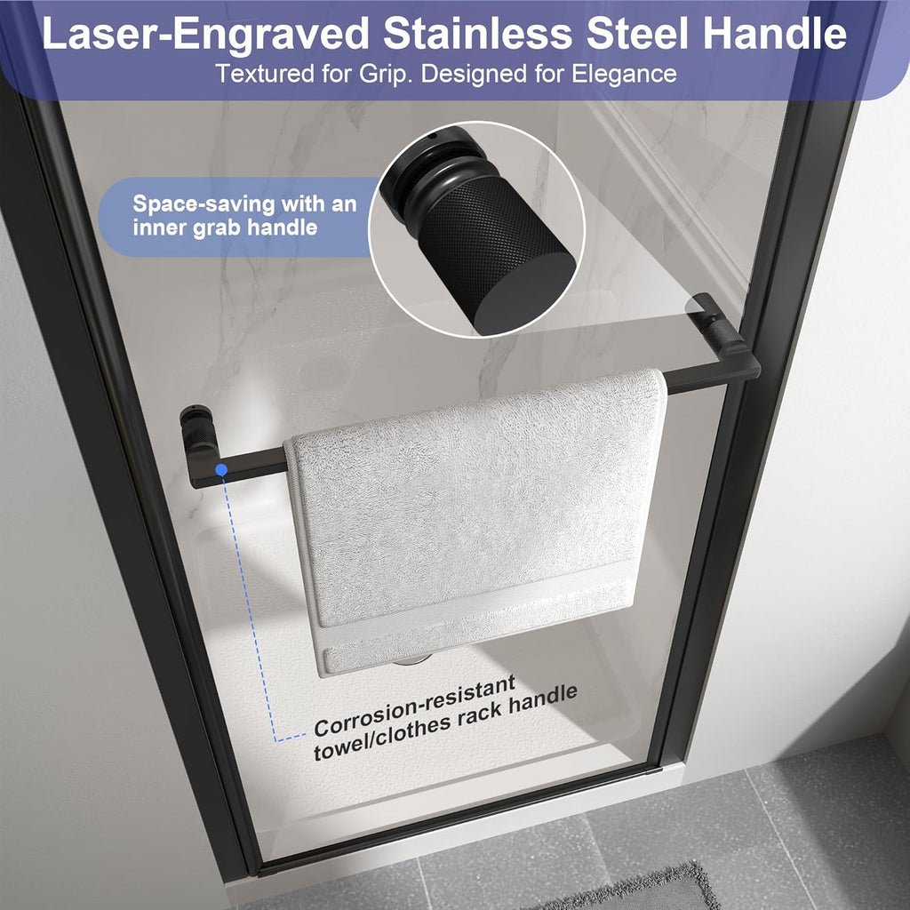 Frameless Pivot Shower Door 26"-28" W x 72" H