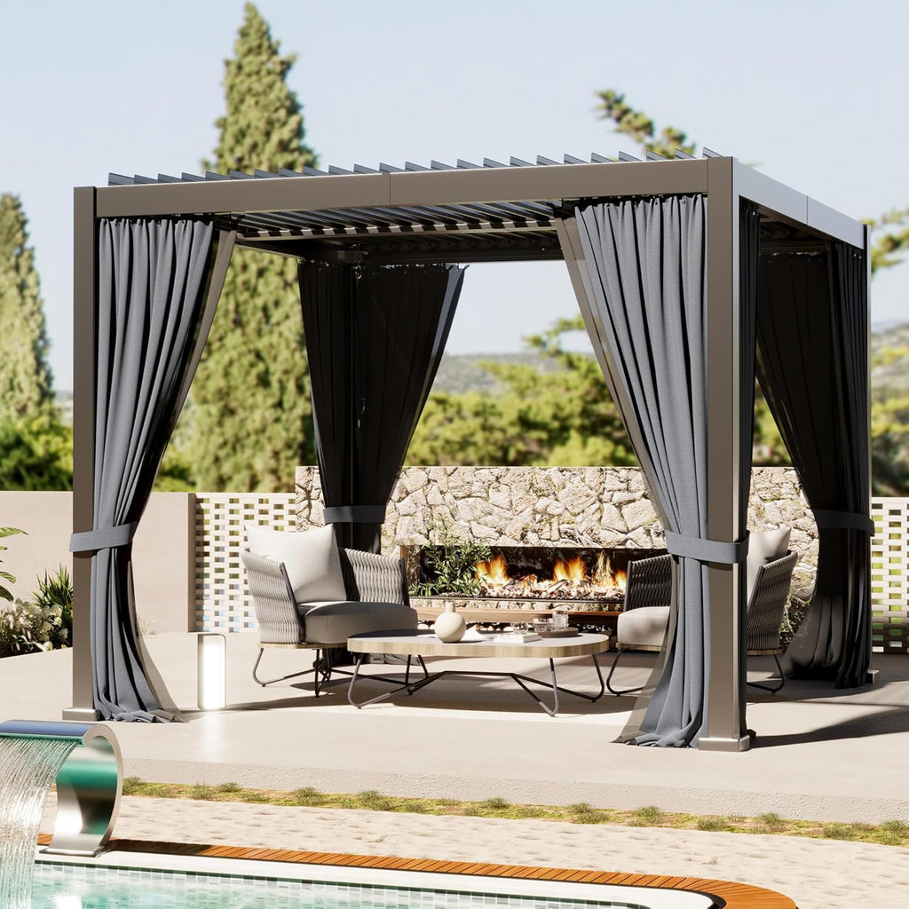 10'x10' Metal Pergola, Outdoor Patio Pergola with Hardtop Ro - Image 7