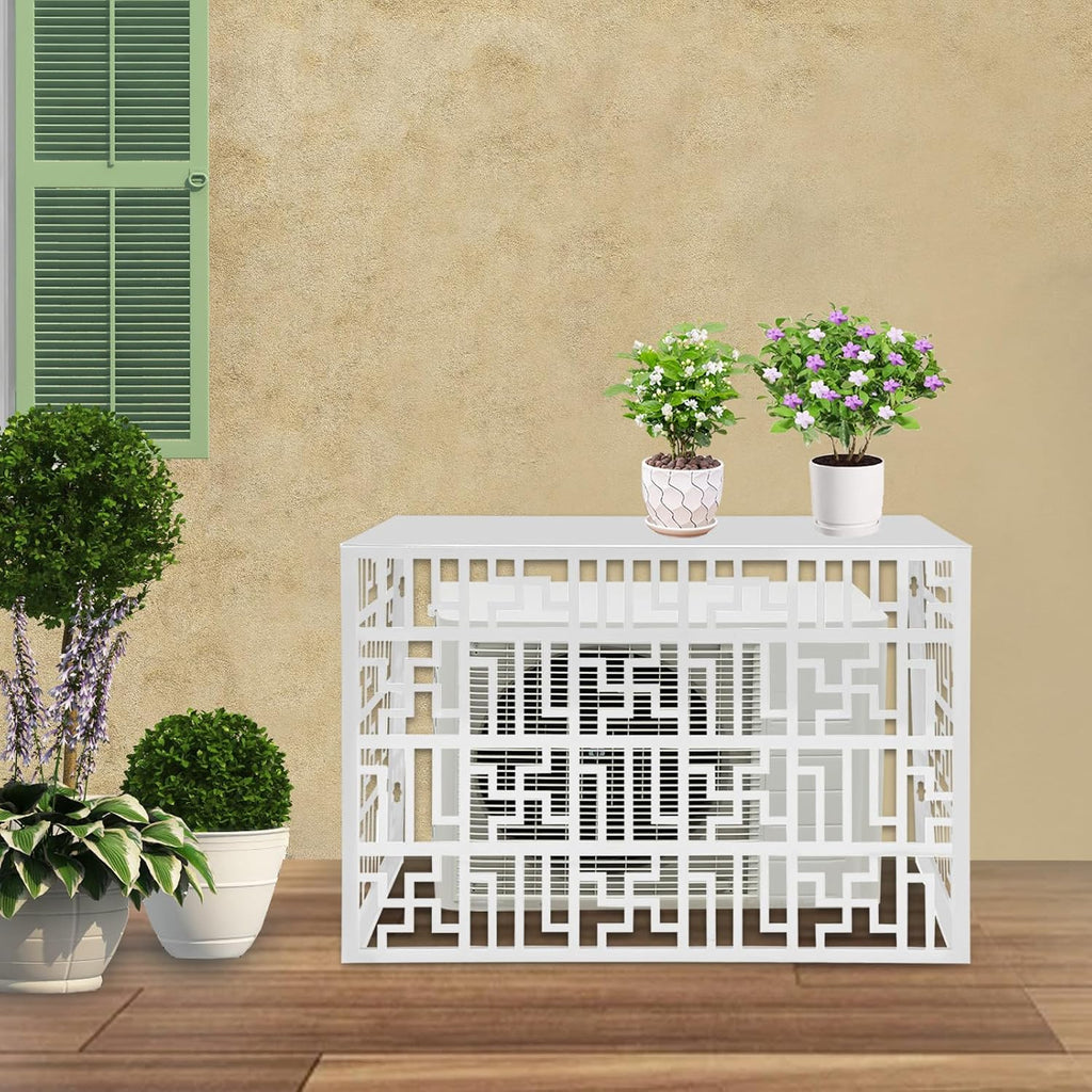 Air Conditioner Fence, White Aluminum Alloy Outdoor Privacy Screens, Air Conditioner Screen Panels for AC Unit