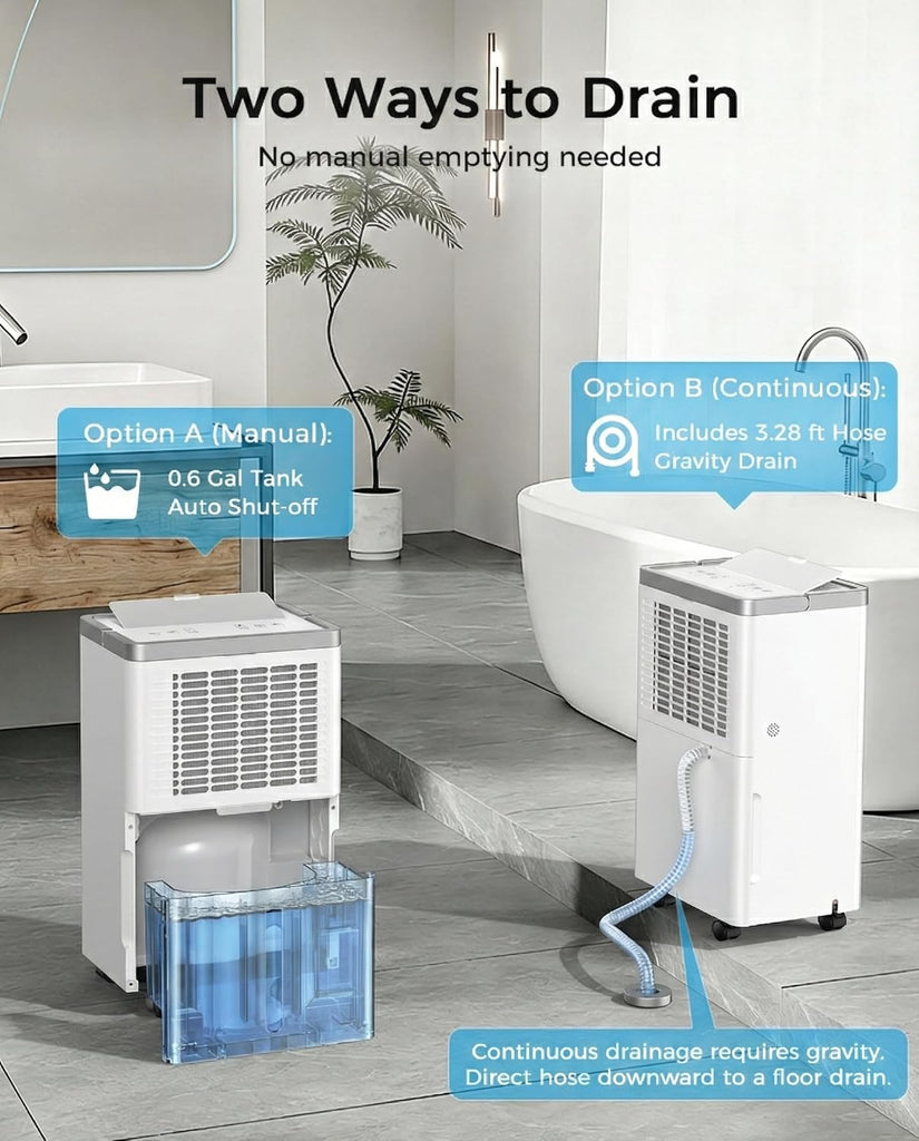 34 Pints/Day Dehumidifier for Basement, 2500 Sq. Ft Dehumidifiers for Home with Drain Hose