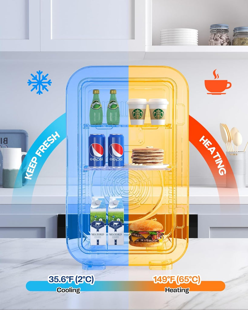 Mini Fridge,6 Liter / 8 Can Small Fridge for Bedroom, Car, Office & Dorm, 110V AC/DC Portable Thermoelectric Cooler &