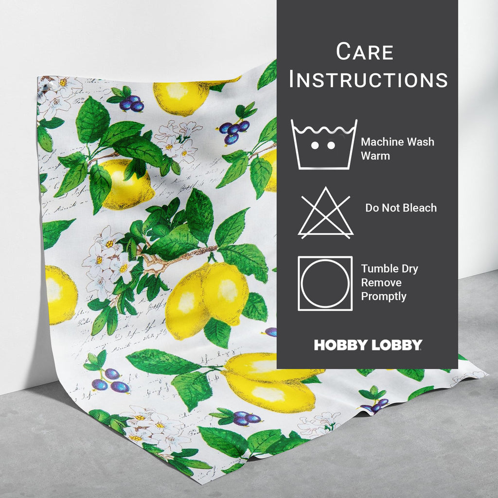 Lemon Cotton Calico Fabric, 2 Yards