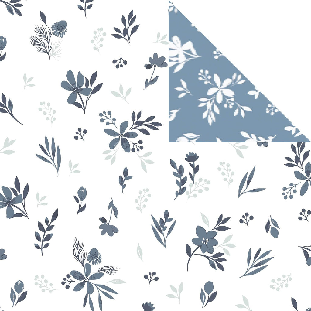 Floral Quilt - Reversible Blue & White Floral Comforter, Daisy Design Lightweight Bedspread Quilt Bedding, Soft