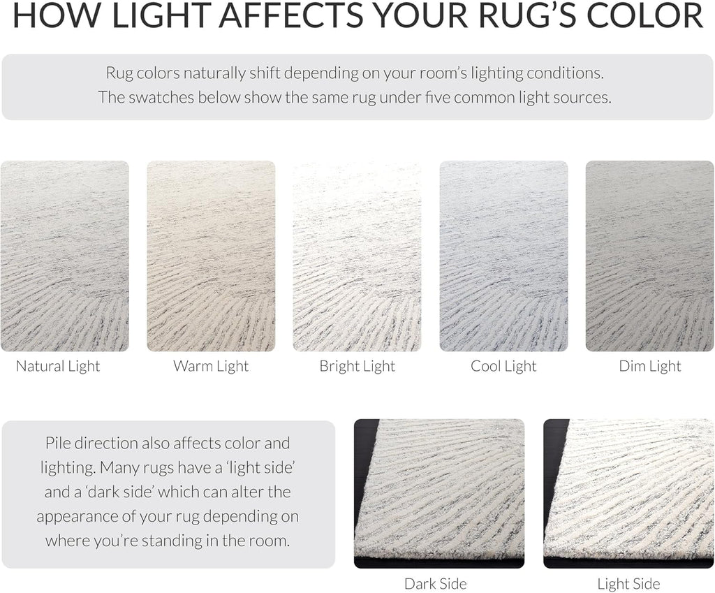 Abstract Area Rug - 11' x 15', Grey & Ivory, Handmade Wool