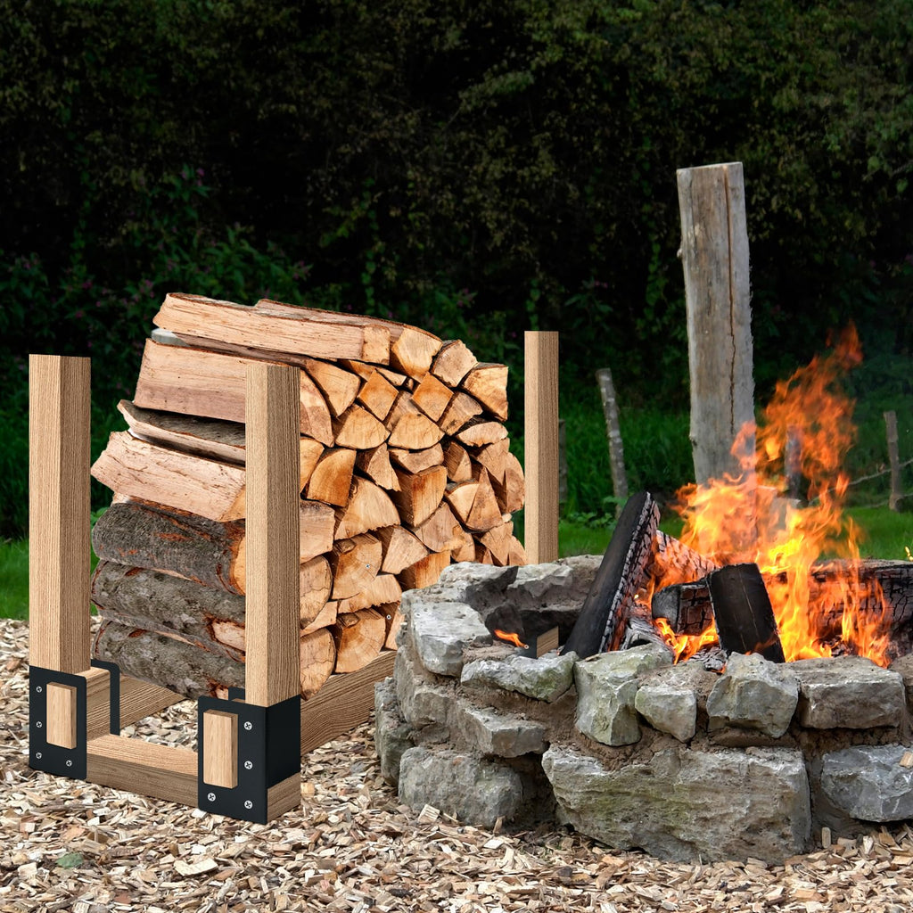 Firewood Log Storage Holder 4 Pack, Firewood Rack Brackets
