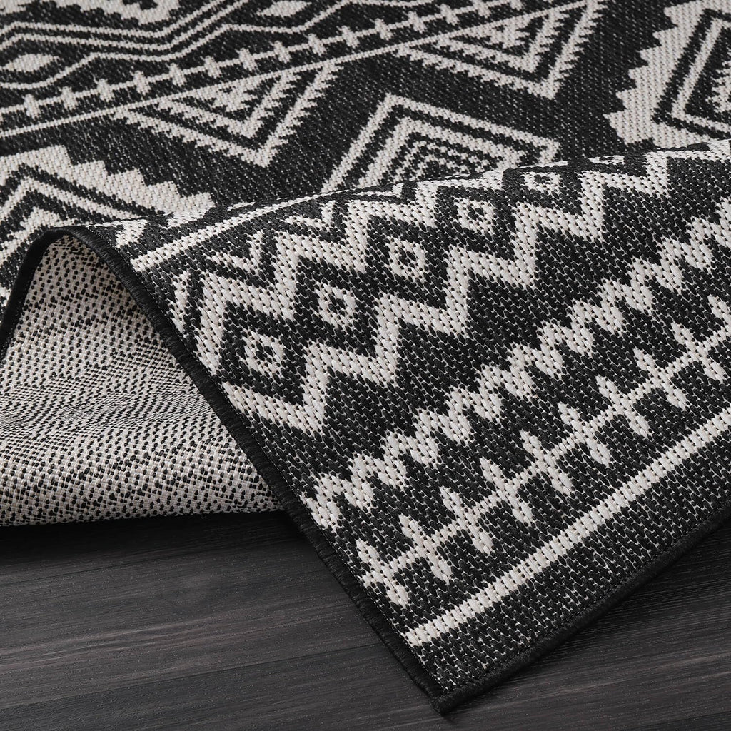Waikiki Boho Indoor Outdoor Rug 5x7, Washable Outside Carpet, Bohemian Area Rug, Farmhouse Rugs, Aztec Tribal Rug