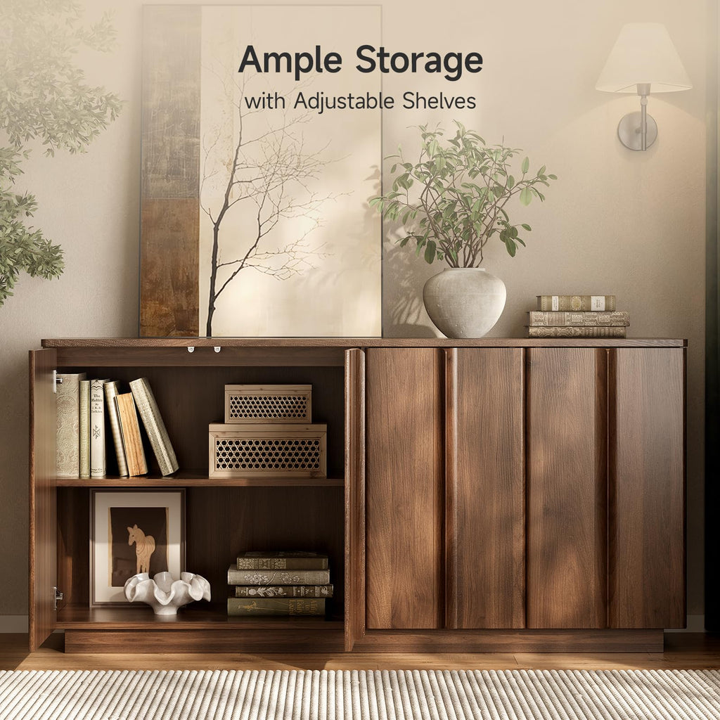 61" Sideboard Buffet Cabinet with Storage Walnut