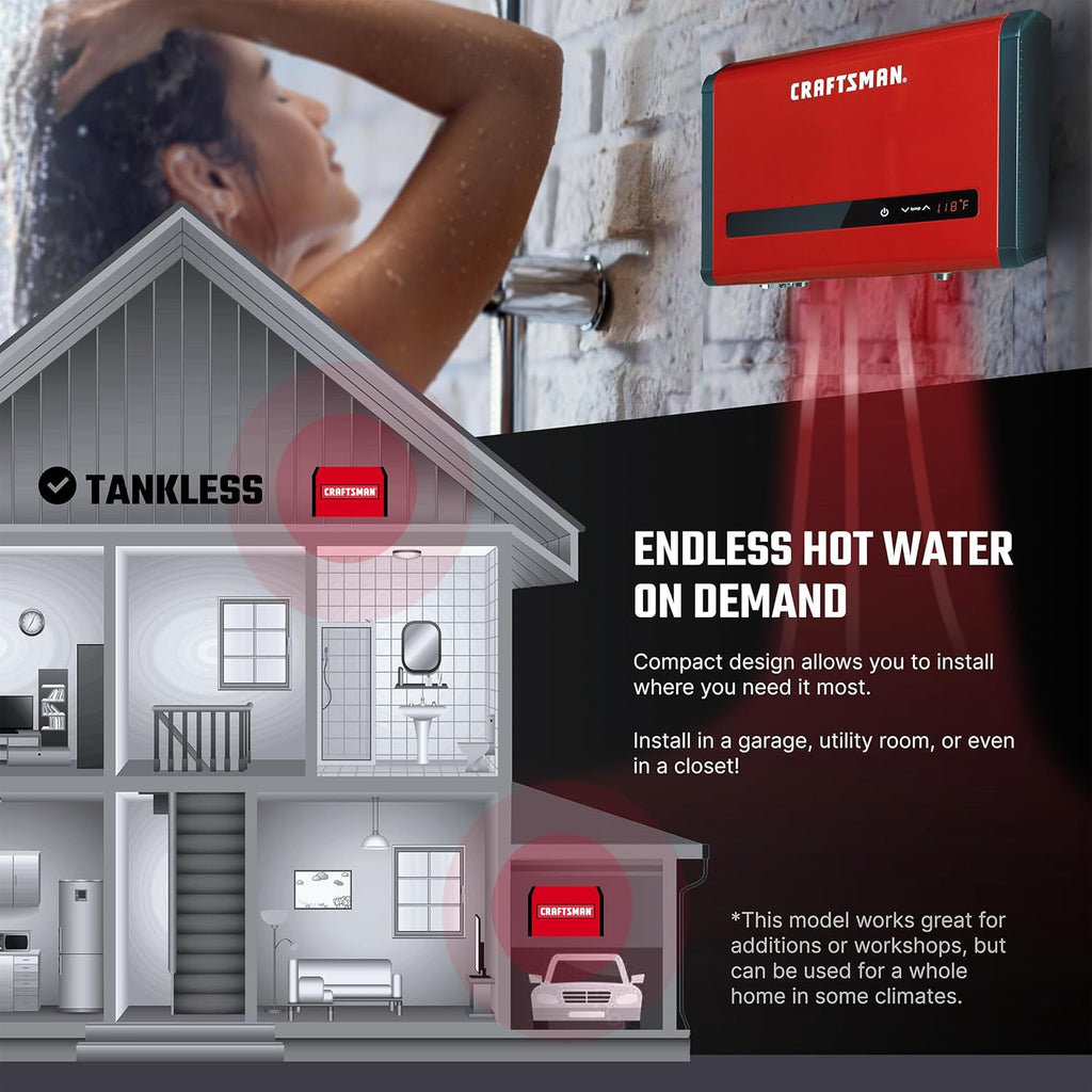 24kW Tankless Water Heater Electric 240 Volt 3.74GPM, Self-Modulating Tech Multi-Application for Whole House