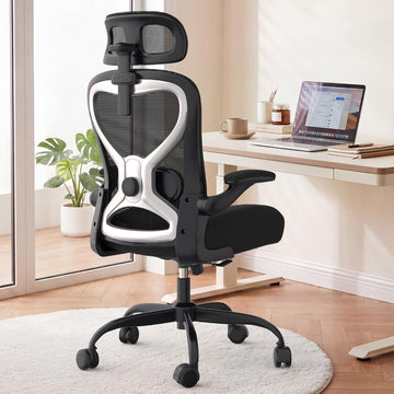 Home Office Desk Chairs, Ergonomic with Lumbar Support & 3D Headrest, Computer Desk Chair with Flip-up Armrests