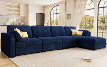 Oversized Modular Sectional Sofa L-Shaped Cloud Couches Blue