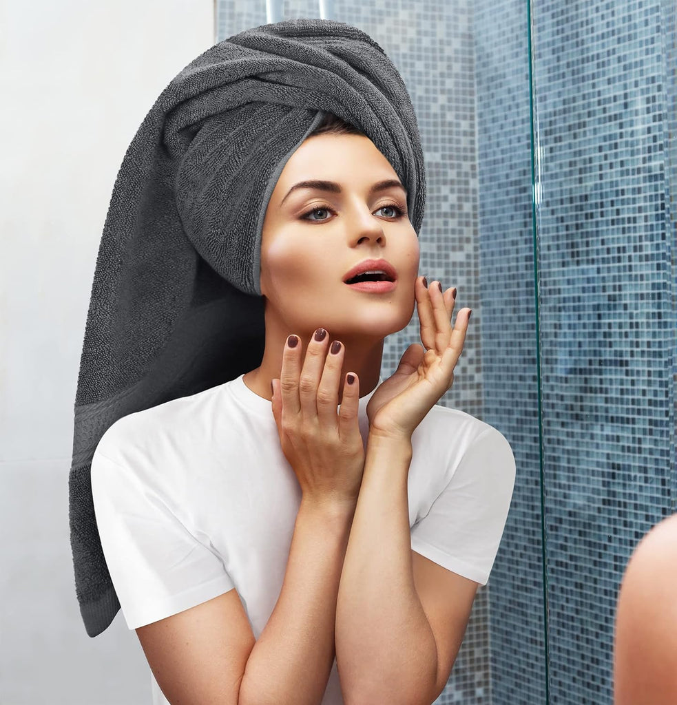 8 Piece Majestic Plush Luxury Towel Set, Cotton, Grey | Majestic Plush 100% Ring Spun Cotton Towels - Super