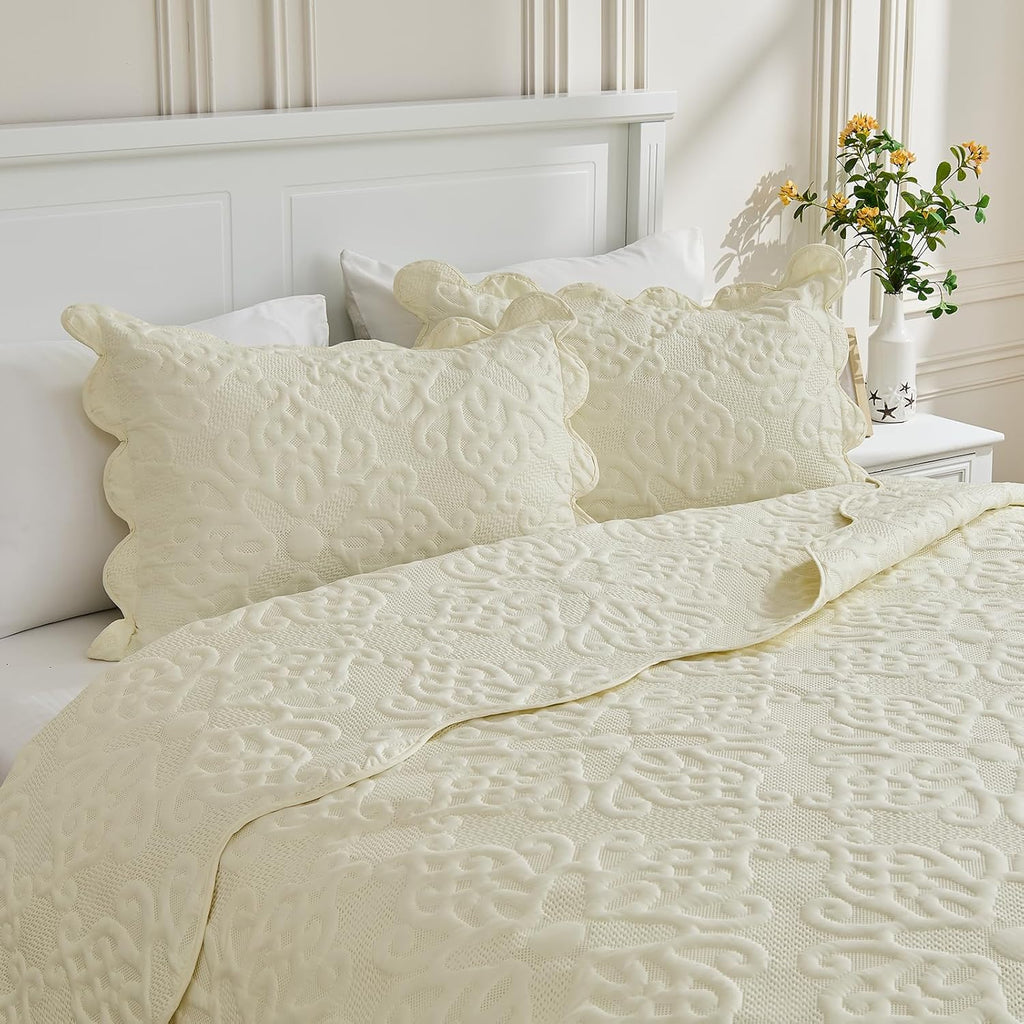 Oversized Bedspread 128x120 for Extra Tall King/California King Bed - Lightweight Quilted Coverlet Set 3 Pieces (1