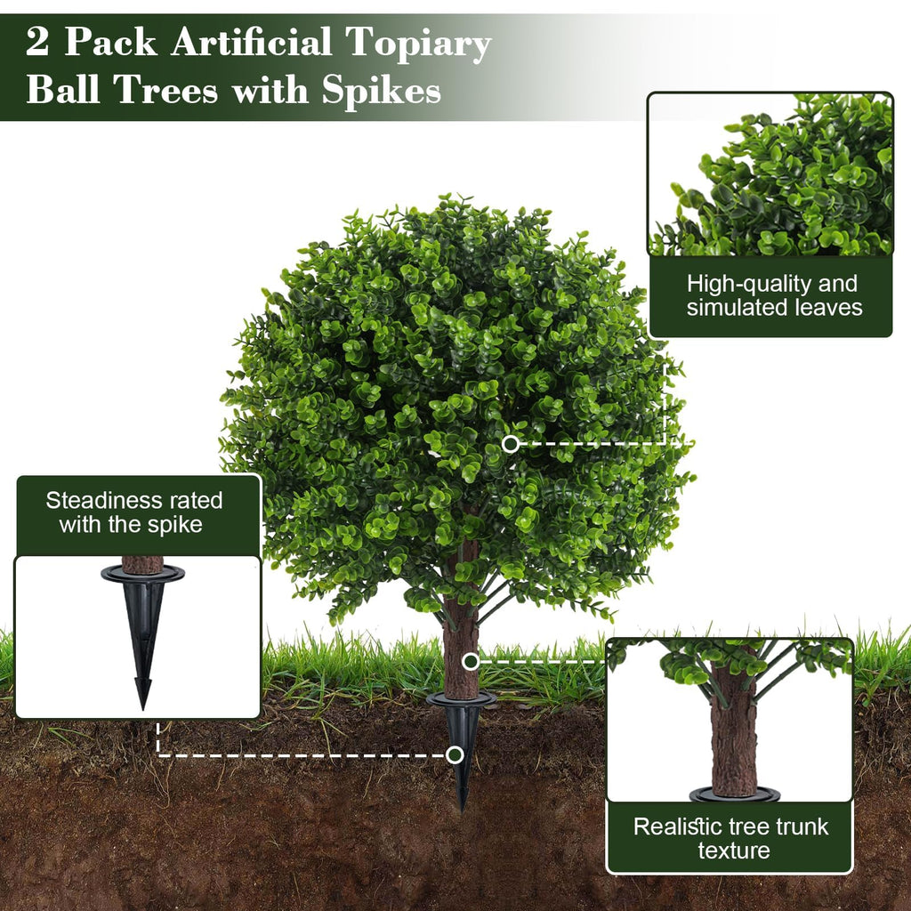 2 Pack UV Resistant Artificial Eucalyptus Boxwood Plants Outdoor