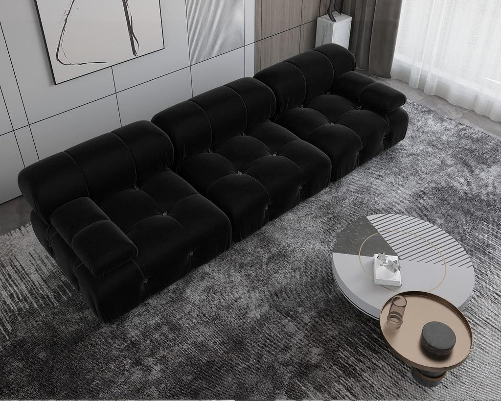Modular Sectional Sofa,103.95 inch Convertible Sofa Couch,Velvet 3 Seater Minimalist Couch , Modern Large Free