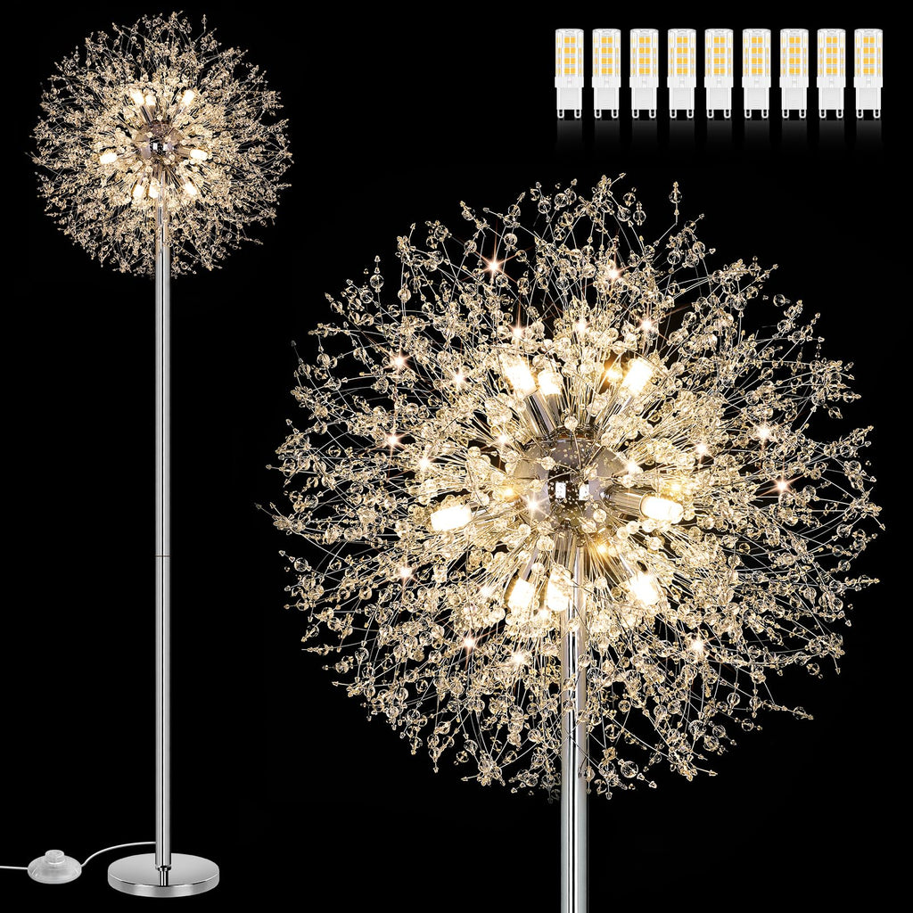 69'' Crystal Floor Lamp, Standing Lamp Chrome