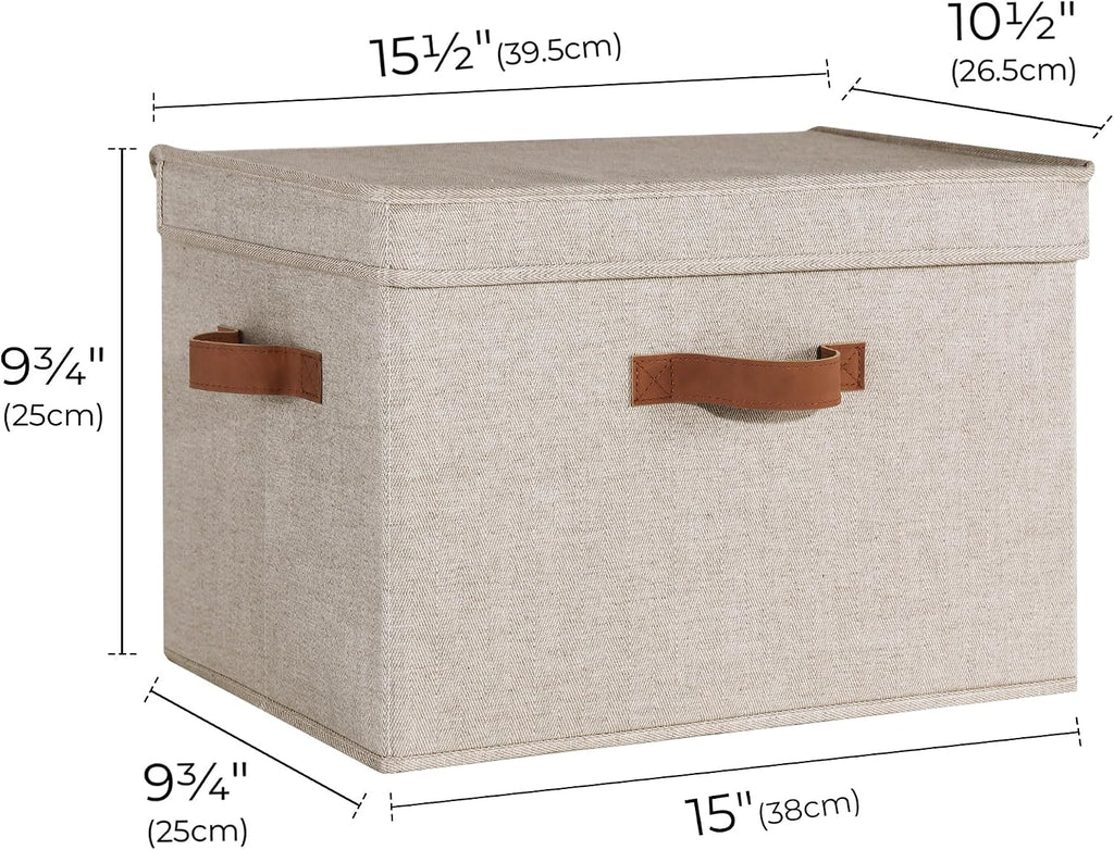 Fabric Storage Bins with Lids, Large Closet Storage Bins | Flip-Top Lid, 3 Handles, Collapsible, Stackable, for