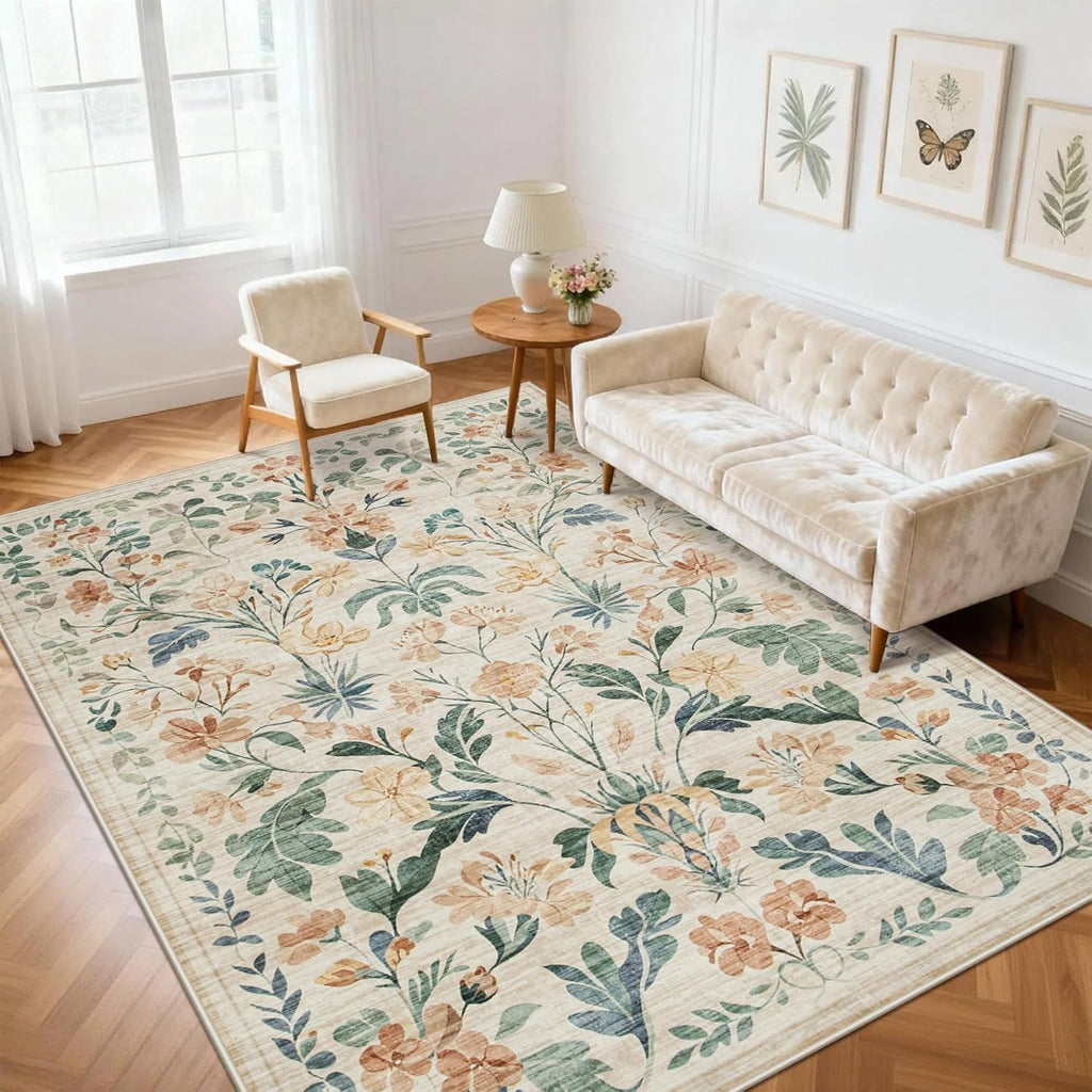 5x7 Area Rugs Washable Rug: Lagre Boho Living Room Rug Soft Non-Slip Thin Carpet Indoor Floor Non-Sh