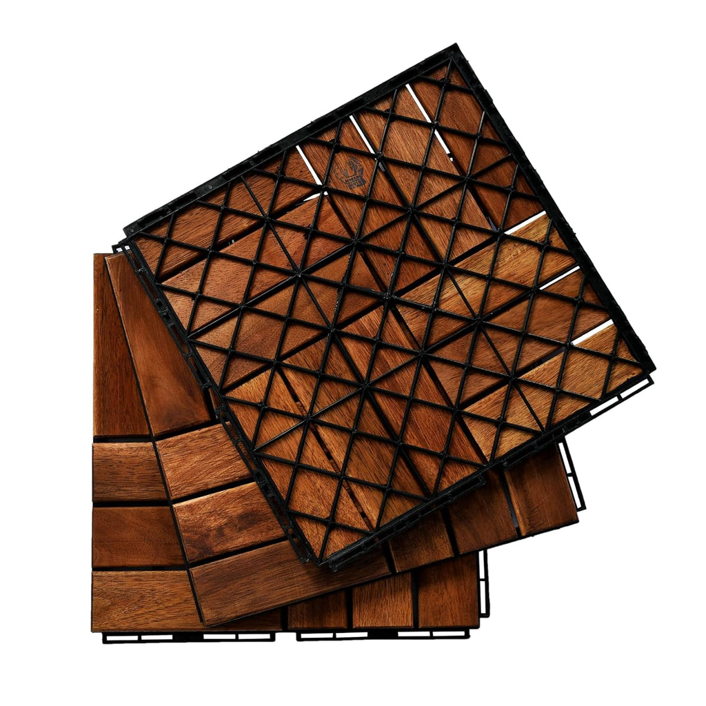 Interlocking Deck Tiles Acacia Wood Outdoor Snap Together Click Wood Floor Heavy Duty Carpet Decking Tile for