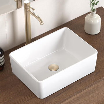 Bathroom Vessel Sink, Rectangular 16"X12" White Vessel Sink for Bathroom Countertop, Bathroom Sink Above Counter, Rectangle Porcelain