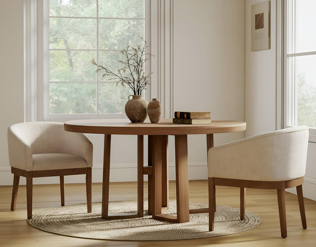 Beige Dining Chairs Set of 2 Mid-Century Modern Dining Chairs