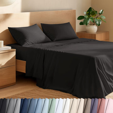 100% Organic Cotton Percale Sheet Set (Queen, Black)