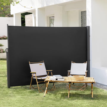 146" x 71" Retractable Side Awning with Privacy Screen Protection, Carbon Gray Waterproof & UV-Resistant Outdoor Side