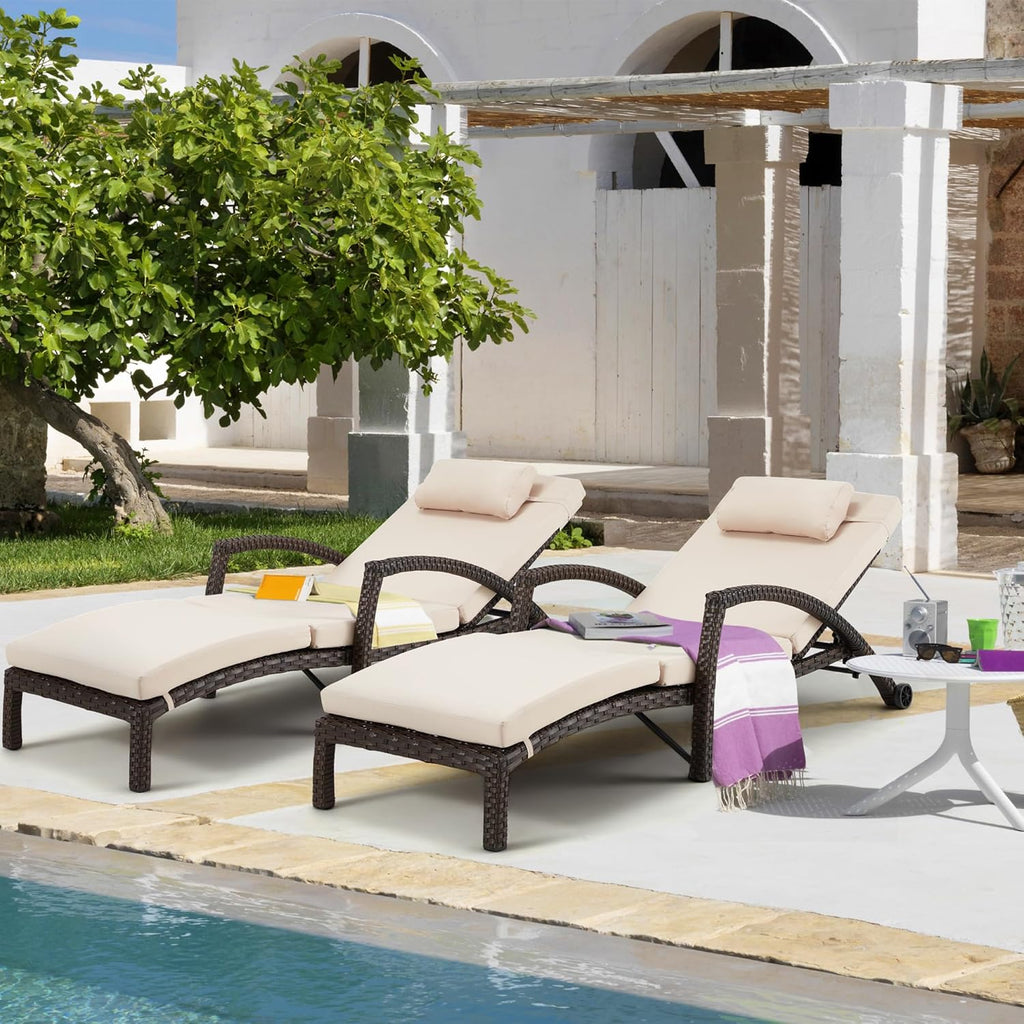 Chaise Lounge Chairs Set of 2 for Outside