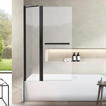 Bathroom Pivot Tub Glass Door 36" W*55" H, Folding Bathtub Shower Door Screen with Tempered Glass